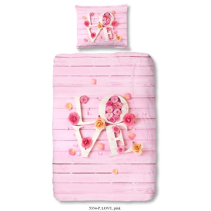 Dětské povlečení na jednolůžko z čisté bavlny Good Morning Pinkie Love, 140 x 200 cm