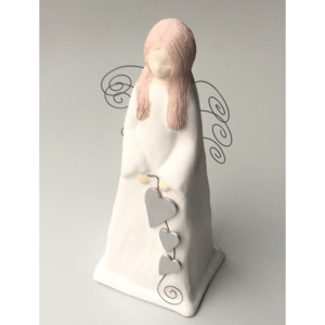 Keramika Andreas® Anděl hranatý velký bílo-šedý