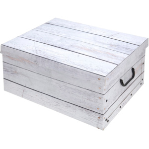 Home collection Úložná krabice Wood Mini bílé laťky 37x31x16cm
