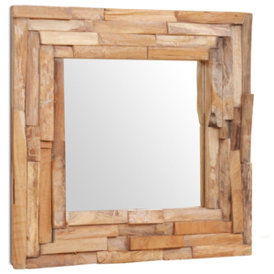 Dekorativní zrcadlo, čtvercové, teak, 60x60 cm