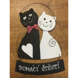 Keramika Andreas® Kočka a kocour v páru Vyberte nápis: Vítejte u nás