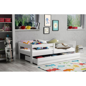 Moderní dětská postel s úložným prostorem a matrací v bílé barvě 80x160 cm F1378