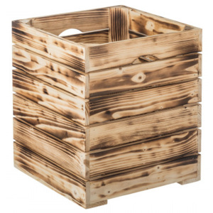 ČistéDřevo Opálená dřevěná bedýnka 30 x 30 x 35 cm