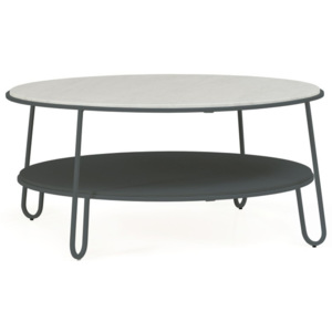 Šedý konferenční stolek s mramorovou deskou HARTÔ Eugénie, ⌀ 90 cm