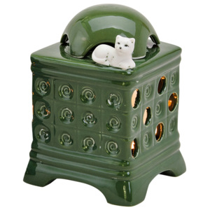 Keramická aromalampa Kočka na peci, zelená