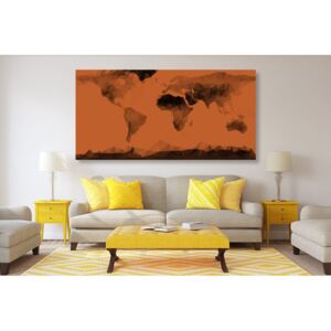 Obraz mapa světa v polygonálním stylu v oranžovém odstínu