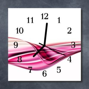 Nástěnné hodiny obrazové na skle - Abstrakt růžový I
