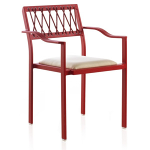 Červená zahradní židle s bílými detaily a područkami Geese Seally
