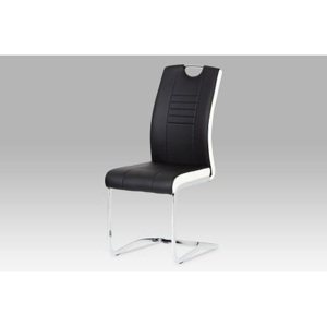 Jídelní židle chrom/koženka černá s bílými boky