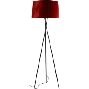 Stojací lampa, černý kov / červený odstín, CINDA TYP 11