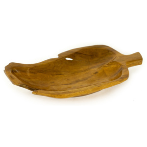 Artium Mísa, dekorační dřevořezba z teakového dřeva ve tvaru listu - WLD165