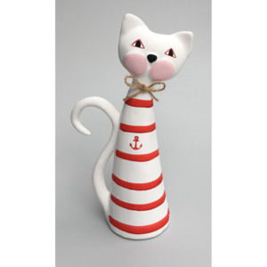 Keramika Andreas® Kočka střední - červené proužky