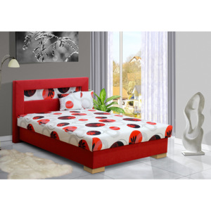 VÝPRODEJ - Čalouněná postel s úložným prostorem Mia Ivana Barva: červená