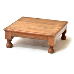 Čajový stolek z antik teakového dřeva, 48x48x18cm