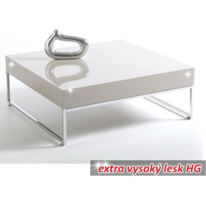 Konferenční stolek, chrom/bílá extra vysoký lesk HG, BOTTI