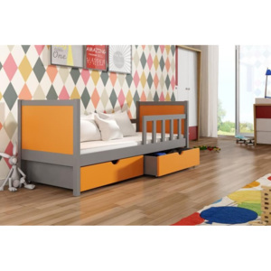 Dětská postel PONOKIO 1 - šedá / orange