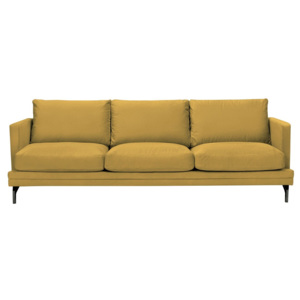 Žlutá trojmístná pohovka s podnožím v černé barvě Windsor & Co Sofas Jupiter