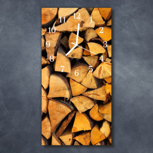 Nástěnné hodiny obrazové na skle - Palivové dřevo