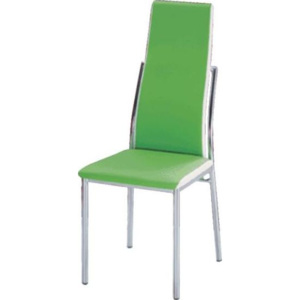 Jídelní židle, chrom/ekokůže zelená/bílá, ZORA
