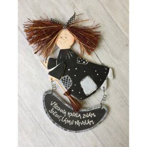 Keramika Andreas® Čarodějnice s cedulkou malá černá