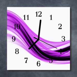 Nástěnné hodiny obrazové na skle - Abstrakt fialový