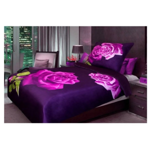 Aaryan Trade 3D POVLEČENÍ - Růže purple 140x200/70x90cm