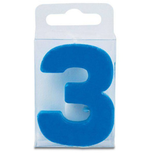 Svíčka ve tvaru číslice 3 - mini, modrá - Stadter - Stadter