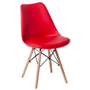 Židle DSW s čalouněným sedákem, červená