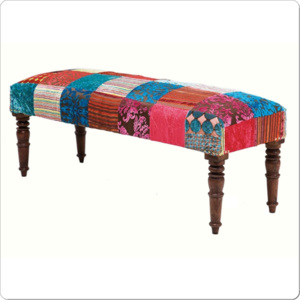 Lavice čalouněná, dřevěná stylová dvoumístná lavice MZZ23, orientální dekorace