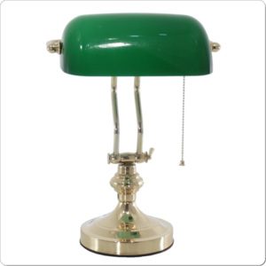Retro kovová kancelářská stolní bankéřská lampa, lampička PLT20 zelená
