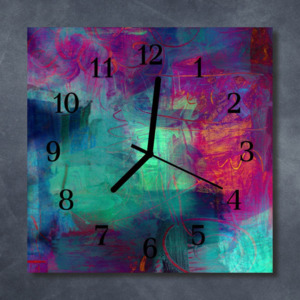 Nástěnné hodiny obrazové na skle - Design barevný