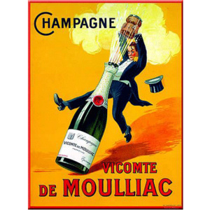 Plechová cedule Champgne Vicomte de Moulliac poškozeno FCVA002