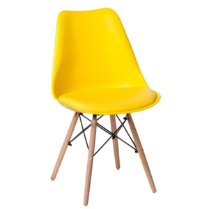 Židle DSW s čalouněným sedákem, žlutá