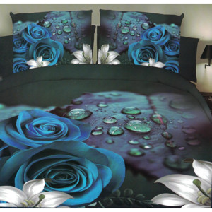 HT Familex 3D povlečení na dvě postele Modrá růže, 2x140x200cm 2x70x90cm