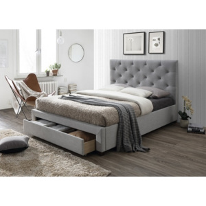 Moderní postel s úložným prostorem, šedá látka, 180x200, SantoIa