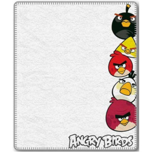 Jerry Fabrics Fleece deka Angry Birds bílá 120x150