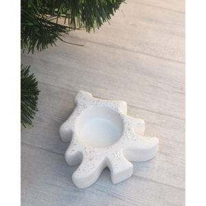 Keramika Andreas® Vánoční svícen stromek Varianta: Bílý se třpytkami