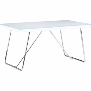Jídelní stůl, tvrzené sklo / kov, bílá / chrom, AMI