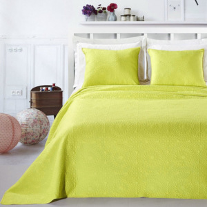 DecoKing Limetkový přehoz na postel - Elodie 220x240cm + 2 polštáře