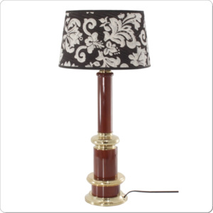 Retro dřevěná-kov stolní lampa, stínidlo textilní, v64cm styl antik, lampy