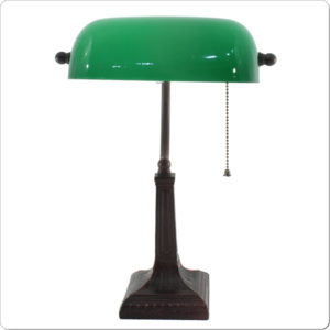 Retro luxusní kancelářská lampa, PLT18, materiál kov, sklo, barva bronzová patina
