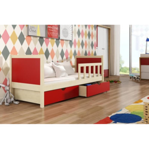 Dětská postel PONOKIO 1 - přírodní / červená