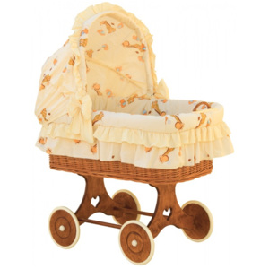 Proutěný košík pro miminko s boudičkou Žirafa - žlutá
