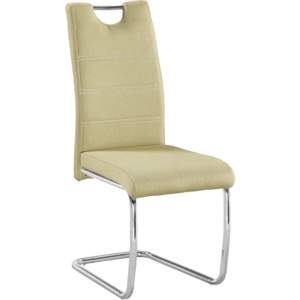 Jídelní židle, zelená látka, světlé šití / chrom, ABIRA NEW