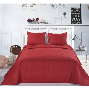 DecoKing Vínový přehoz na postel - Elodie 220x240cm + 2 polštáře