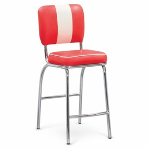 Halmar Barová židle H-72, bílá/červená