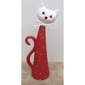 Keramika Andreas® Kočka velká - červená s puntíky
