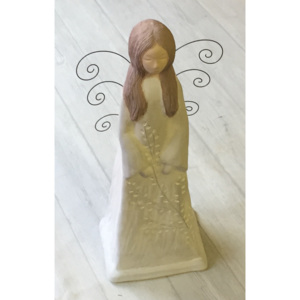 Keramika Andreas® Anděl hranatý velký s vyrytou větvičkou