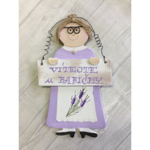 Keramika Andreas® Babička s cedulkou levandulová Vyberte nápis: Nejlepší babička