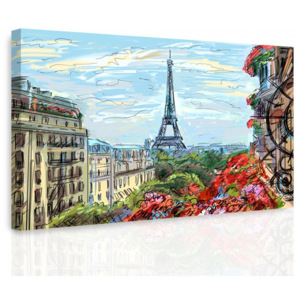 Obraz - Kreslená Paříž (60x40 cm) - InSmile ®